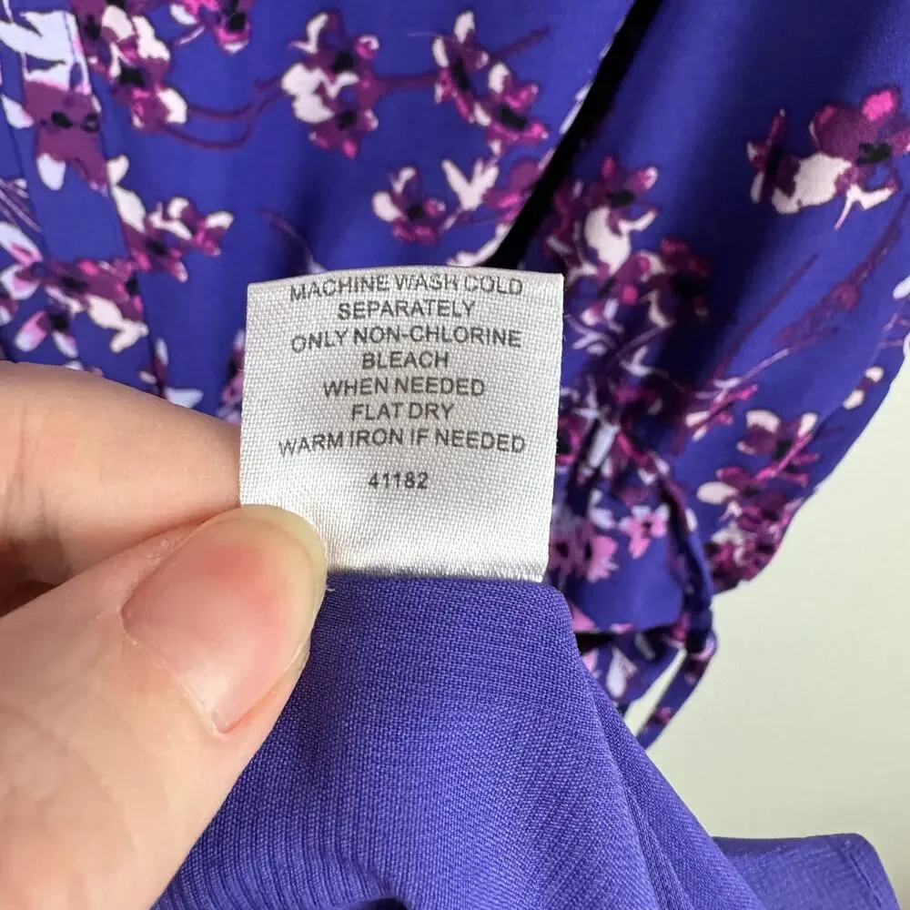 41 Hawthorn Womens Floral Cinched Waist Mini Dress in Purple Sz 1X | Feminine - Picture 12 of 15